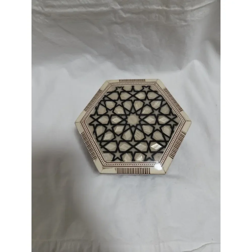 Egyptian Handmade Mother of Pearl Wooden Jewelry Box Treasury Style- Mosaic